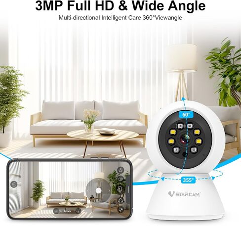 VSTARCAM 3MP Indoor Pet Camera, 2.4G WiFi Camera for Home Security Camera with Phone APP, PIR Motion Detection, Color Night Vision, 2-Way Talking, for Baby/Pet/Elderly Care (2pk) in Saudi Arabia