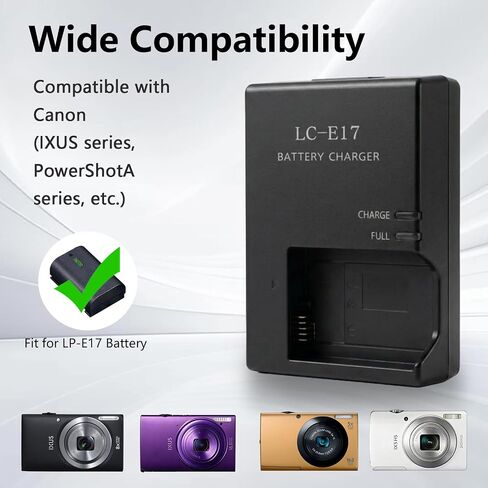 LC-E17 Battery Charger for Canon: Compatible with LP-E17 LC-E17 LC-E17E Battery for EOS Rebel T7i T6i T6s SL3 SL2 77D 8000D 800D 760D 750D 200D M6 M5 M3 Kiss X8i DSLR Cameras & More in Saudi Arabia