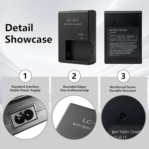 LC-E17 Battery Charger for Canon: Compatible with LP-E17 LC-E17 LC-E17E Battery for EOS Rebel T7i T6i T6s SL3 SL2 77D 8000D 800D 760D 750D 200D M6 M5 M3 Kiss X8i DSLR Cameras & More in Saudi Arabia