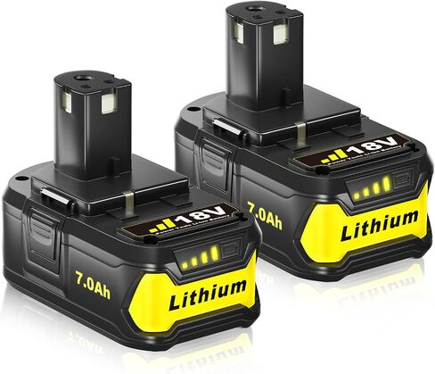 P108 7.0Ah 2 قطعة بديلة ليثيوم أيون لبطارية Ryobi 18V | مع مؤشرات LED، متوافقة مع أدوات الطاقة اللاسلكية والشواحن Ryobi 18V in Kuwait