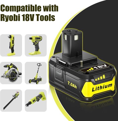 P108 7.0Ah 2 قطعة بديلة ليثيوم أيون لبطارية Ryobi 18V | مع مؤشرات LED، متوافقة مع أدوات الطاقة اللاسلكية والشواحن Ryobi 18V in Kuwait