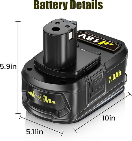 P108 7.0Ah 2 قطعة بديلة ليثيوم أيون لبطارية Ryobi 18V | مع مؤشرات LED، متوافقة مع أدوات الطاقة اللاسلكية والشواحن Ryobi 18V in Kuwait