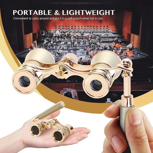3X25 Opera Glasses Binoculars, Compact Mini Theater Glasses with Handle, Alloy Frame K9 Glass Lens Elegant Portable Theater Binoculars for Musical Concert Opera Stage Viewing in Saudi Arabia
