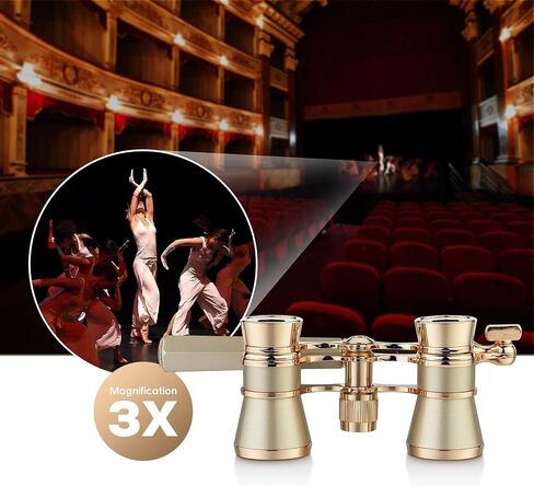 3X25 Opera Glasses Binoculars, Compact Mini Theater Glasses with Handle, Alloy Frame K9 Glass Lens Elegant Portable Theater Binoculars for Musical Concert Opera Stage Viewing in Saudi Arabia