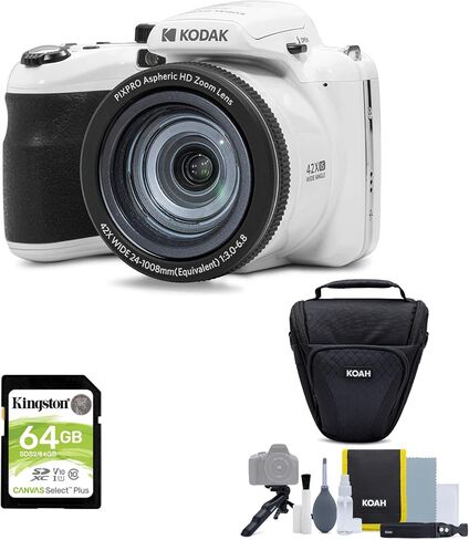 Kodak PIXPRO AZ425 Astro Zoom 20MP Digital Camera Bundle (Red) | 64GB SD Card, Accessory Kit, 42x Optical, (3 items) in Kuwait