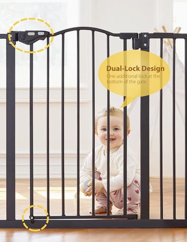 InnoTruth 29-39.6" Baby Gate for Stairs & Doorways, 30" Tall Pressure Mount Pet Gates, Easy Step Auto Close Both Sides Walk Thru Child Gate, Dual-Lock Safety Design and One-Hand Operation, Black in Saudi Arabia