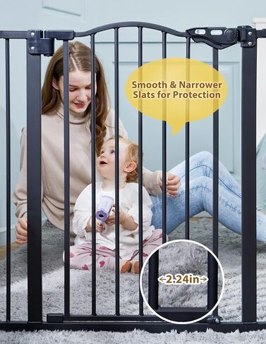 InnoTruth 29-39.6" Baby Gate for Stairs & Doorways, 30" Tall Pressure Mount Pet Gates, Easy Step Auto Close Both Sides Walk Thru Child Gate, Dual-Lock Safety Design and One-Hand Operation, Black in Saudi Arabia
