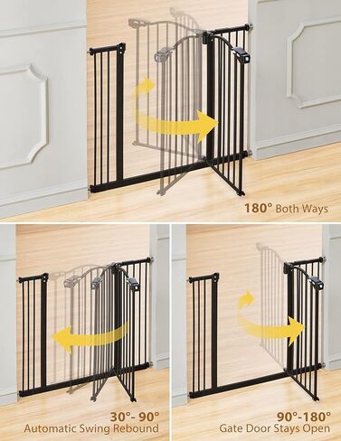 InnoTruth 29-39.6" Baby Gate for Stairs & Doorways, 30" Tall Pressure Mount Pet Gates, Easy Step Auto Close Both Sides Walk Thru Child Gate, Dual-Lock Safety Design and One-Hand Operation, Black in Saudi Arabia