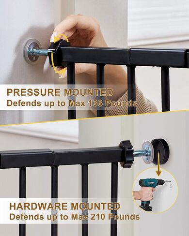 InnoTruth 29-39.6" Baby Gate for Stairs & Doorways, 30" Tall Pressure Mount Pet Gates, Easy Step Auto Close Both Sides Walk Thru Child Gate, Dual-Lock Safety Design and One-Hand Operation, Black in Saudi Arabia