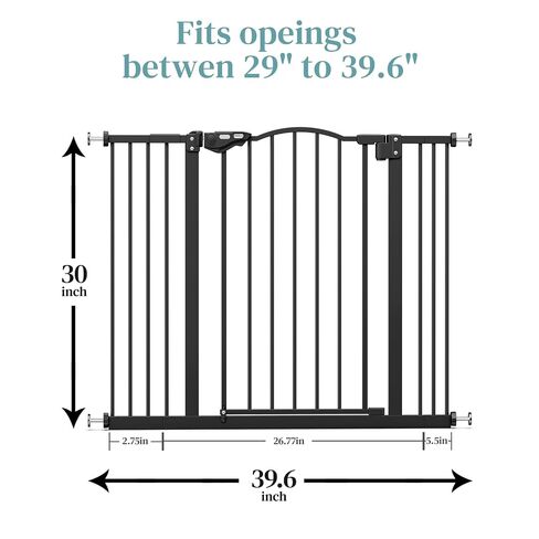InnoTruth 29-39.6" Baby Gate for Stairs & Doorways, 30" Tall Pressure Mount Pet Gates, Easy Step Auto Close Both Sides Walk Thru Child Gate, Dual-Lock Safety Design and One-Hand Operation, Black in Saudi Arabia