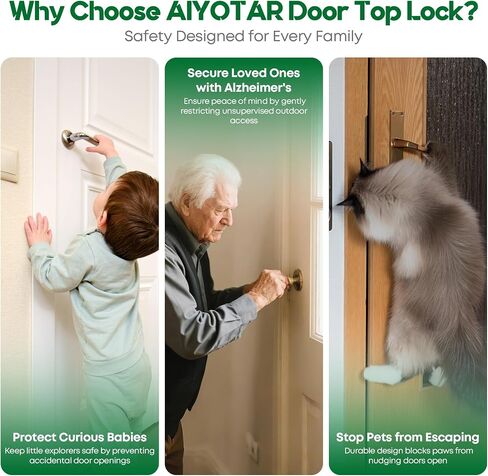 Child Safety Door Top Lock, Child Proof Door Top Lock, Top Door Lock for Kids Safety, Adjustable Lock Child Safety Top Lock, Sliding Door Lock for Kids Safety, Sturdy Metal, Black, 1 Pack in Saudi Arabia