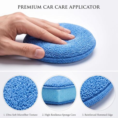 18 Pack Microfiber Wax Applicator Pads, 5 Inch Foam Car Detailing Pads for Buffing, Polishing, Tire Shine and Cleaning, Blue Microfiber Sponges in Kuwait