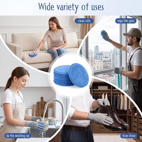 18 Pack Microfiber Wax Applicator Pads, 5 Inch Foam Car Detailing Pads for Buffing, Polishing, Tire Shine and Cleaning, Blue Microfiber Sponges in Kuwait