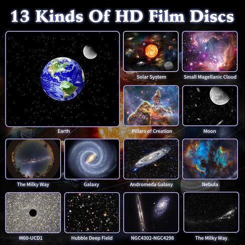 Galaxy Projector, 13 in 1 Planetarium Star Projector Realistic Starry Sky Night Light with Solar System Constellation Moon for Bedroom Ceiling Home Theater Living Room Decor in Saudi Arabia