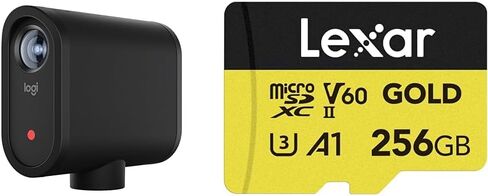 Logitech for Creators Mevo Start, Wireless Live Streaming Camera, Black and Lexar 256GB Professional Gold Micro SD Card in Saudi Arabia