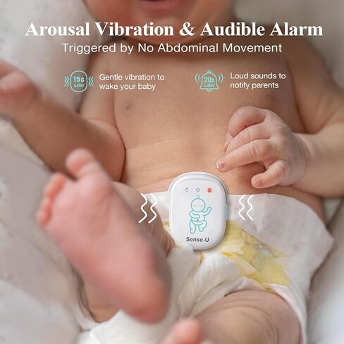 Sense-U Pro Baby Monitor – Breathing Movement, Rollover & Overheating Trackers for Better Sleep, Simple Clip-On Smart Sleep Monitor with Arousal Vibration, Audible Alerts & Sleep Analysis in Saudi Arabia