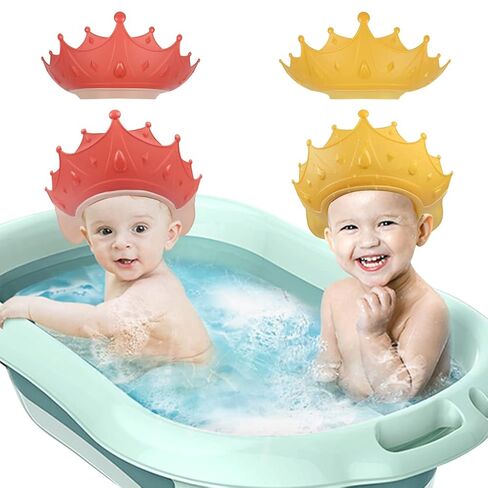 2PCS Baby Shower Cap for Kids, Adjustable Baby Hair Washing Shield Toddler Visor Hat for Eyes and Ears Protection Shampoo Cap for 0-9 Years Old Children in Saudi Arabia