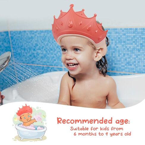 2PCS Baby Shower Cap for Kids, Adjustable Baby Hair Washing Shield Toddler Visor Hat for Eyes and Ears Protection Shampoo Cap for 0-9 Years Old Children in Saudi Arabia