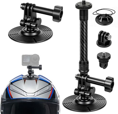 Geyo Flexible Adhesive Helmet Mount, Flat and Curved Action Camera Base | Carbon Fiber Arm, 1/4" Camera Base Adapter, Safety Rope, POV Angle, Compatible with Insta360, GoPro, DJI Action Cameras in Saudi Arabia