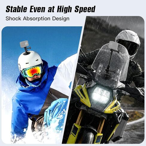 Geyo Flexible Adhesive Helmet Mount, Flat and Curved Action Camera Base | Carbon Fiber Arm, 1/4" Camera Base Adapter, Safety Rope, POV Angle, Compatible with Insta360, GoPro, DJI Action Cameras in Saudi Arabia