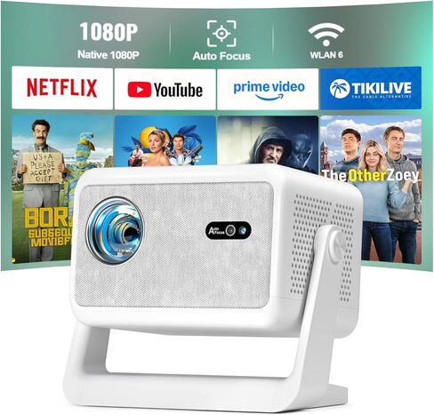 [4600 ANSI & 50W Dolby Audio] 4K Smart Projector with WiFi and Bluetooth,TOF Real-Time Auto Focus Overhead Projector, AuKing Outdoor Movie Home Proyector with Omni-Adjustable Stand(silver) in Saudi Arabia