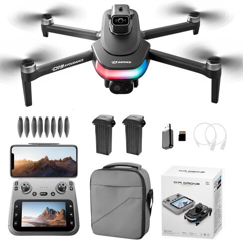 Drone with UHD Camera for Adults, FPV Drone with Screen on Controller, Brushless Motor, Obstacle Avoidance One Key Start/Return, 3 Speed Modes Optical Flow Foldable RC Quadcopter, Aerial Photography Drones with LED Lights Gifts for Beginners Adults in Saudi Arabia