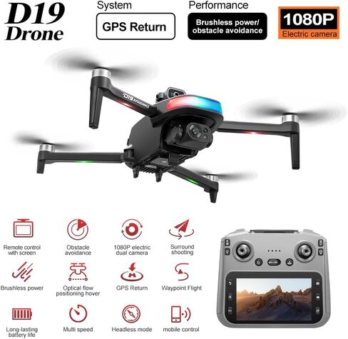 Drone with UHD Camera for Adults, FPV Drone with Screen on Controller, Brushless Motor, Obstacle Avoidance One Key Start/Return, 3 Speed Modes Optical Flow Foldable RC Quadcopter, Aerial Photography Drones with LED Lights Gifts for Beginners Adults in Saudi Arabia