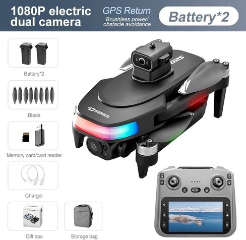 Drone with UHD Camera for Adults, FPV Drone with Screen on Controller, Brushless Motor, Obstacle Avoidance One Key Start/Return, 3 Speed Modes Optical Flow Foldable RC Quadcopter, Aerial Photography Drones with LED Lights Gifts for Beginners Adults in Saudi Arabia