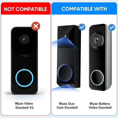 Anti-Theft Doorbell Mount for Wyze Battery Video Doorbell/Duo Cam Video Doorbell, No-Drill Doorbell Camera Mount for Wyze Doorbell Camera, All Metal Door Camera Mount for Home Apartment Rentals in Saudi Arabia