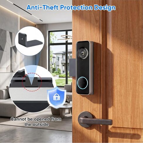 Anti-Theft Doorbell Mount for Wyze Battery Video Doorbell/Duo Cam Video Doorbell, No-Drill Doorbell Camera Mount for Wyze Doorbell Camera, All Metal Door Camera Mount for Home Apartment Rentals in Saudi Arabia
