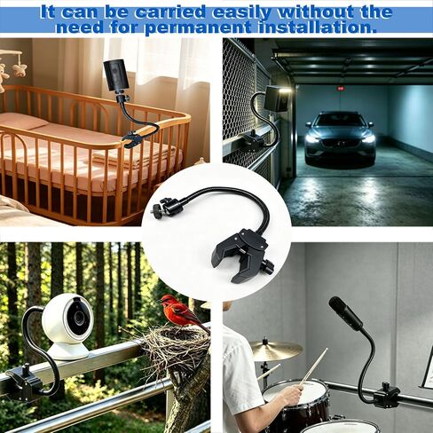 30cm Gooseneck Clamp Camera Mount with 1/4" Screw and 360° Ball Head, Flexible Clip Mount for Handlebar, Desk, Tube, Cross Bar – Compatible with GoPro, Ring, Google Nest, Wyze, Arlo in Saudi Arabia