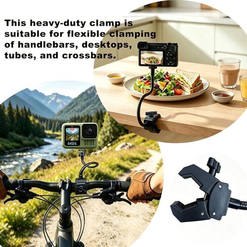 30cm Gooseneck Clamp Camera Mount with 1/4" Screw and 360° Ball Head, Flexible Clip Mount for Handlebar, Desk, Tube, Cross Bar – Compatible with GoPro, Ring, Google Nest, Wyze, Arlo in Saudi Arabia