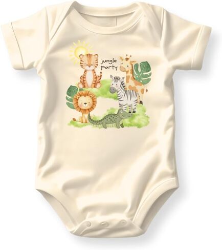 Jungle Party Animals Baby Bodysuit Jungle Tshirt for Kids Tee Cute Animal Outfit for Baby Boy Birthday Gift in Kuwait