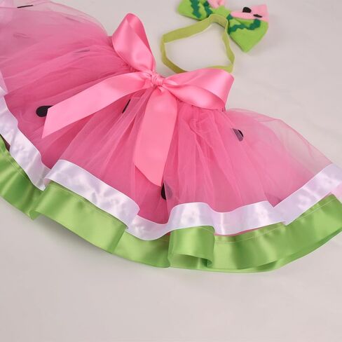 Watermelon Birthday Tutu Outfit Baby Girls 1st Cotton Romper+Tutu Skirt+Headband Fruit Cake Smash Photoshoot Outfit in Saudi Arabia