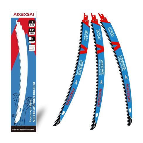 3-Piece 15 Inches Curved Pruning Reciprocating Saw Blades 6 TPI | Arc Edge Hardened Japanese Teeth for Tree Trimming, Wood Timber Root Cutting with Hanging Hole in Saudi Arabia