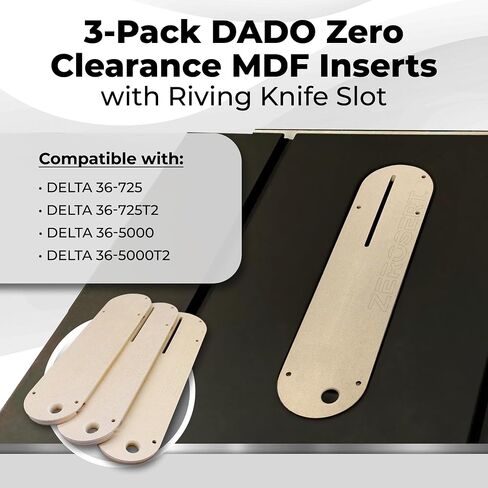 Zero Clearance Table Saw Inserts w/DADO - Delta Compatible - 36-725, 36-725T2, 36-5152, 36-5000, 36-5000T2 Table Saws (3-Pack) in Saudi Arabia