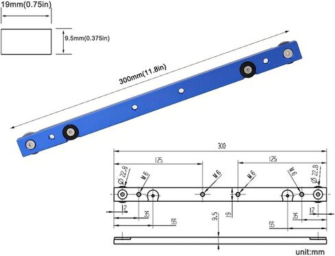 Aluminium 3/4" Miter Bar(300mm) and 2pc 400mm Double-Cut Profile 3/4" Slot T-Track with Predrilled Mounting Holes and Wood Screws,Table Saw Gauge Rod and 30 Type T-Track for Router Tables in Saudi Arabia