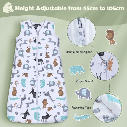 Lictin Baby Sleep Sack 0.5 Tog - 2 Pack Toddler Sleeping Sack 18-36 Months, Summer Baby Sleeping Bag, Sleeveless Baby Wearable Blanket with Adjustable Length and 2-Way Zipper | Summer Baby Sleeping Bag, Sleeveless Baby Wearable Blanket with Adjustable Len in Kuwait