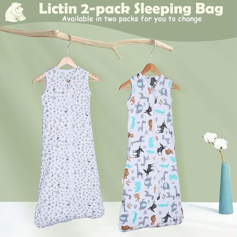 Lictin Baby Sleep Sack 0.5 Tog - 2 Pack Toddler Sleeping Sack 18-36 Months, Summer Baby Sleeping Bag, Sleeveless Baby Wearable Blanket with Adjustable Length and 2-Way Zipper | Summer Baby Sleeping Bag, Sleeveless Baby Wearable Blanket with Adjustable Len in Kuwait