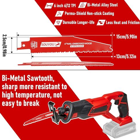 50 Pack 6 Inch 6/12 TPI Bi-Metal Reciprocating Saw Blade Carbide Alloy Steel for Metal Steel Wood Cutting, Non-Stick Coated for Less Heat and Friction, for 1/16-5/16 Medium Metals in Saudi Arabia