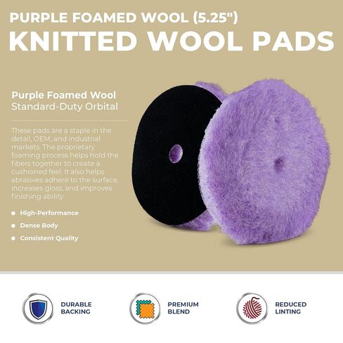 Purple Foamed Wool 5.25" (1-Pack) Combination Wool and Foam pad. Perfect for Compounding or Polishing. Fits 5" Backing Plate. in Saudi Arabia