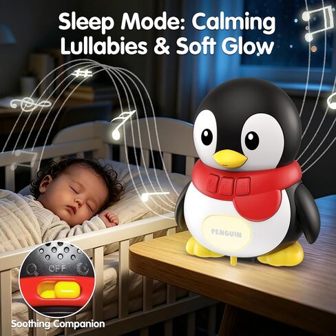 KWYZ 3-Piece Penguin Musical Talking Toys, Magnetic Mama & Baby Toys 6-12 Months, Tummy Time Toys with Light Up, Walking Toys Newborn Infant Toddler Toys for 6 Month Old & 1 Year Old Boy Girl Gifts in Saudi Arabia