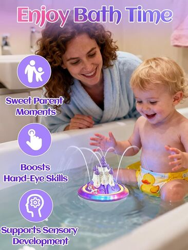 Light up Baby Bath Toys Birthday Gifts- LED Color-Changing Lights & Automatic Water Spray, Fun Bathtub Water Toys for Kids Ages 1-3 Toddlers, Purple in Saudi Arabia