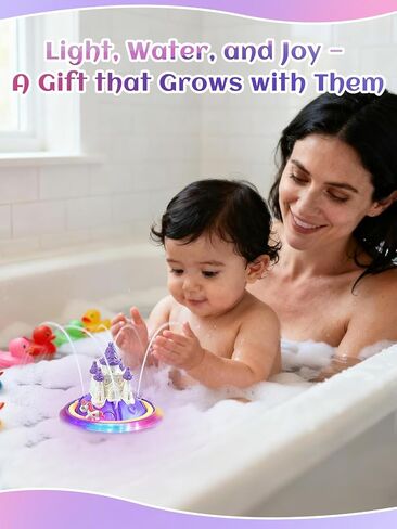 Light up Baby Bath Toys Birthday Gifts- LED Color-Changing Lights & Automatic Water Spray, Fun Bathtub Water Toys for Kids Ages 1-3 Toddlers, Purple in Saudi Arabia