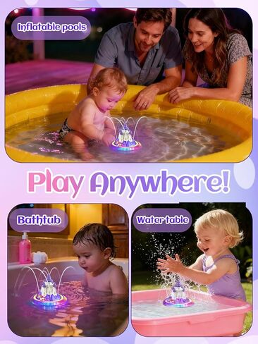 Light up Baby Bath Toys Birthday Gifts- LED Color-Changing Lights & Automatic Water Spray, Fun Bathtub Water Toys for Kids Ages 1-3 Toddlers, Purple in Saudi Arabia