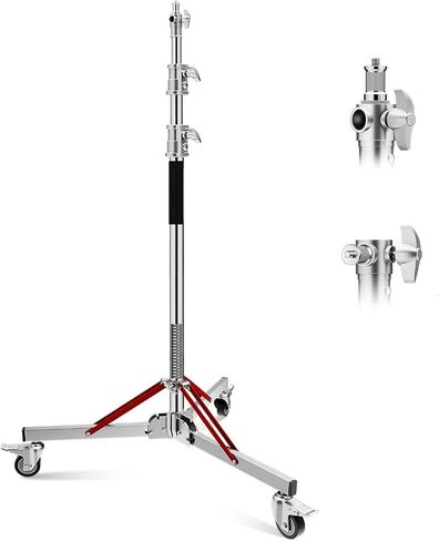 Heavy Duty Light Stand with Casters, 10ft/305CM 100% Stainless Steel 30kg/66lb Load Bearing Adjustable Photography Light Stand with Wheels for Photography Studio Softbox, Monolight in Saudi Arabia