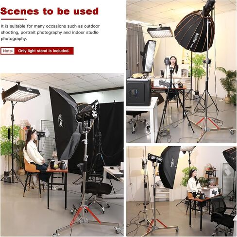 Heavy Duty Light Stand with Casters, 10ft/305CM 100% Stainless Steel 30kg/66lb Load Bearing Adjustable Photography Light Stand with Wheels for Photography Studio Softbox, Monolight in Saudi Arabia