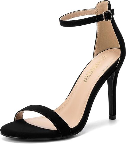 Odisen Women's Open Toe Stiletto Heels | 4-Inch Round Toe Heeled Sandals with Ankle Strap in Saudi Arabia