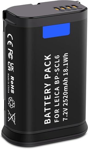 BP-SCL6 Battery Compatible for Leica Q2 Q3 SL2 SL2S Model Number 19 531 | LC-SCL6, BP-SCL6, Upgrade Camera Batteries Capacity 7.2V 2520MAH/18.1Wh Batteries in Saudi Arabia
