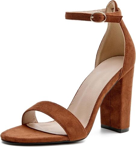 Women's Open Toe Block Heel Sandals | Adjustable Ankle Strap Dress Fashion Heeled Sandals for Work Prom Wedding and Formal Events in Saudi Arabia